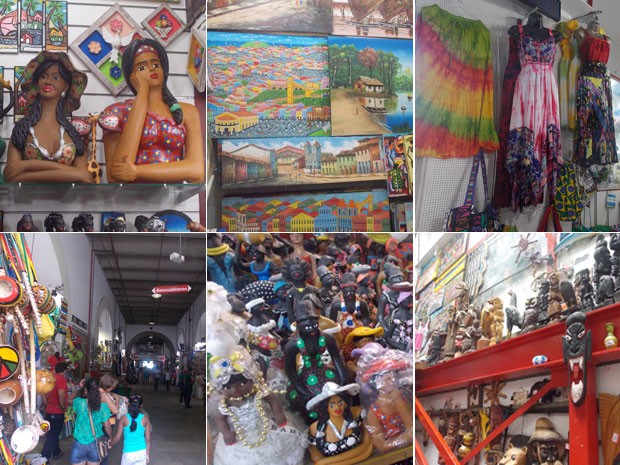 Mercadorias do Mercado Modelo posuem pre�os variados. Em algumas, ap�s uma pechincha, clientes conseguem desconto de at� R$ 130. (Foto: Arte G1)